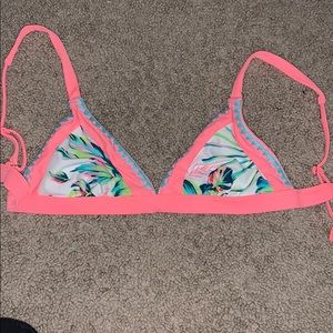 Tropical print triangle bikini top